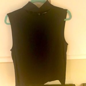 Theory cutout silk navy turtleneck blouse